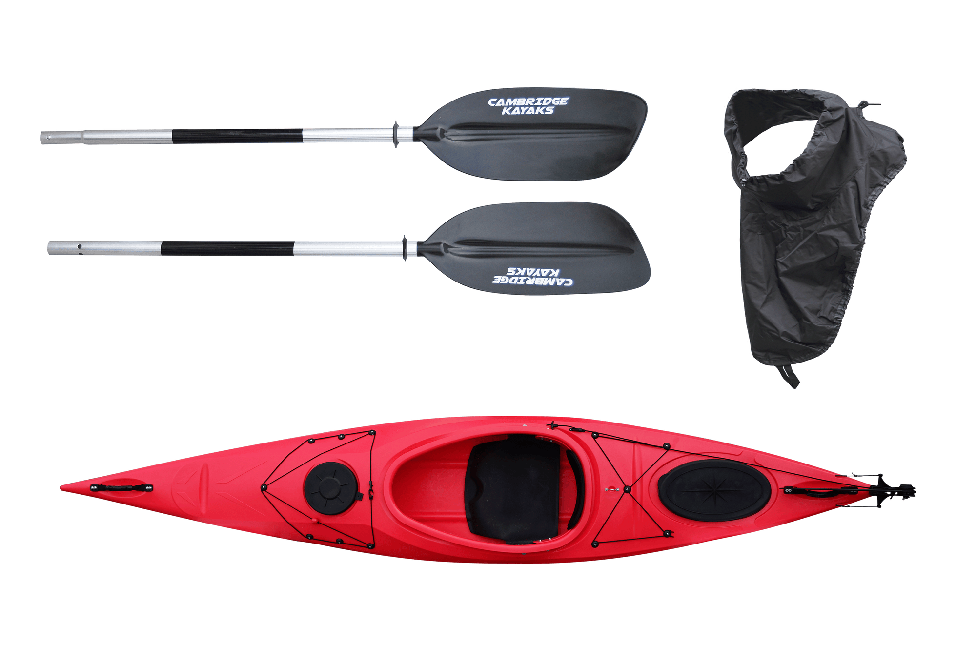Cambridge Kayaks Single Sit In Fishing Kayak With Trolley + Free Spray Deck  - Black, Single